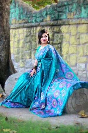 RAJSHAHI SEMI BOLAKA SILK SAREE PEST COLOR