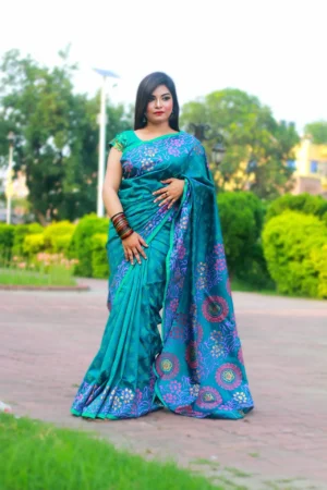 RAJSHAHI SEMI BOLAKA SILK SAREE PEST COLOR