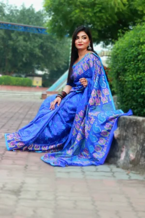 RAJSHAHI SEMI BOLAKA SILK SAREE BLU COLOR